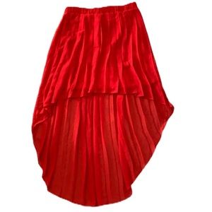 NWT bebe Red Pleated Hi-Low Skirt